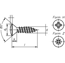 DRESSELHAUS Plaatschroef verzonken kop kruis 4,8X22 mm RVS A2, 100 stuks