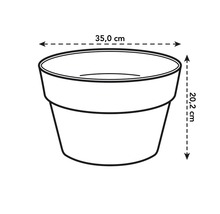 Afbeelding van een plantenbak met de afmetingen 35,0 cm breed en 20,2 cm hoog.