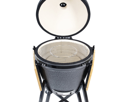 Keramische barbecue met open deksel en grillrooster