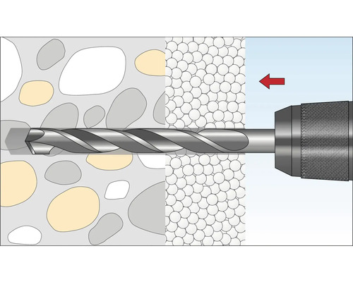 Illustratie van een boor die door steen en metselwerk boort