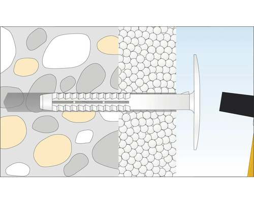 Illustratie van een plugbevestiging in een muur