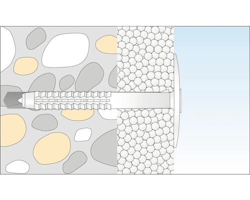 Illustratie van een plugbevestiging in verschillende materialen