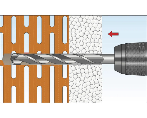 Boor boort door geperforeerde baksteen en gasbeton