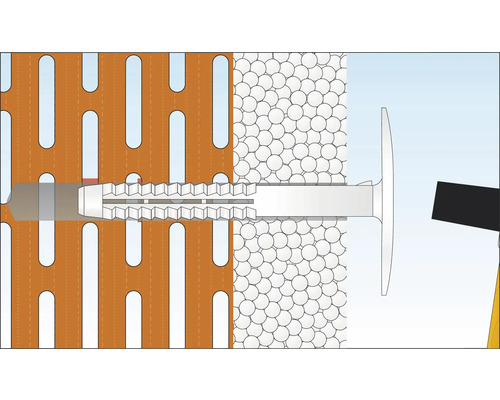 Illustratie van een plugbevestiging in een muur