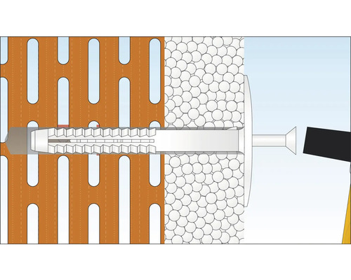 Bevestiging van een schroef met plug in een wand