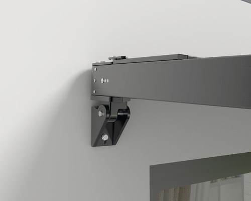 Gedetailleerde weergave van een luifelbeugel aan een muur.