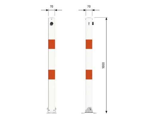 Afsluitpaal met afmetingen 70 bij 70 bij 1000 millimeter