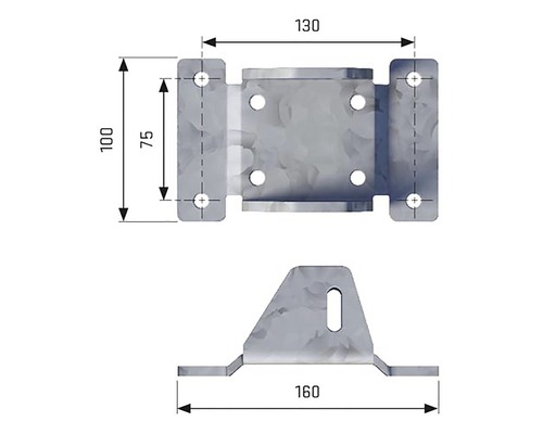 Technische tekening van een buisklem met maatvoering