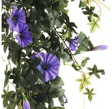 Kunstmatige klimop slinger met paarse bloemen en groene bladeren