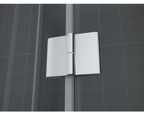 Detailopname van een douchecabinescharnier