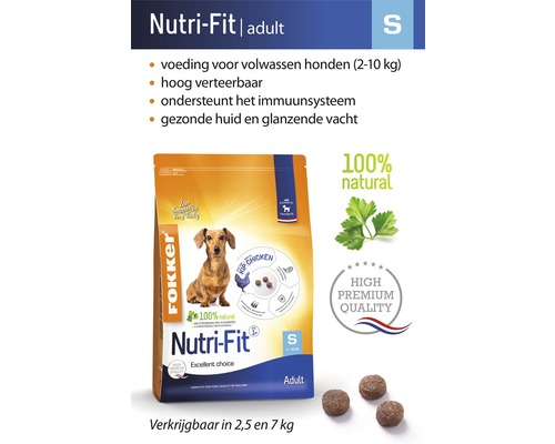 Fokker Nutri-Fit Adult hondenvoer met kip, 2,5 kilogram verpakking