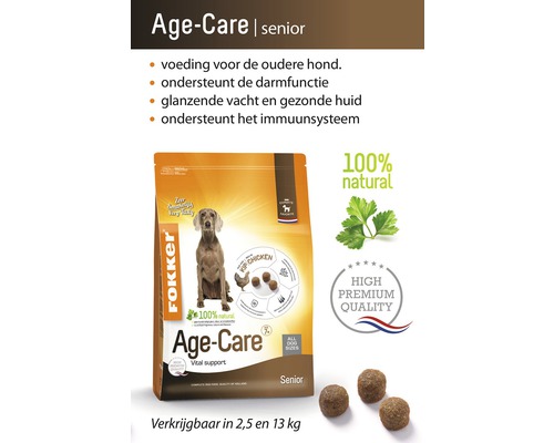 Fokker Age-Care Senior hondenvoer in verpakking