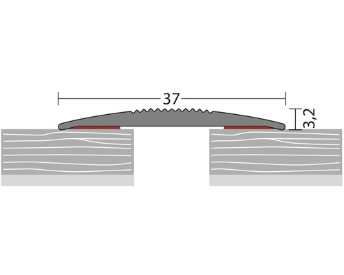 Illustratie van een overgangsprofiel met afmetingen