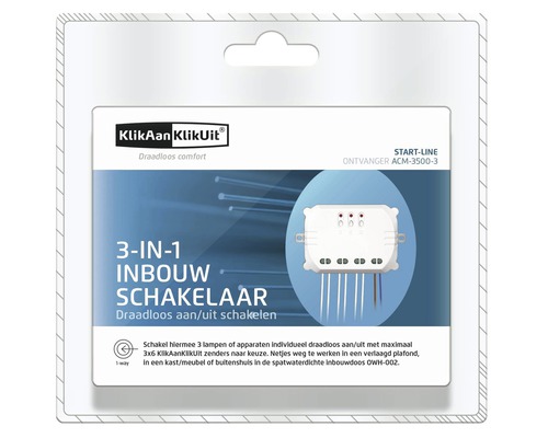 KlikAan KlikUit 3-in-1 inbouwschakelaar voor draadloze bediening van lampen en apparaten
