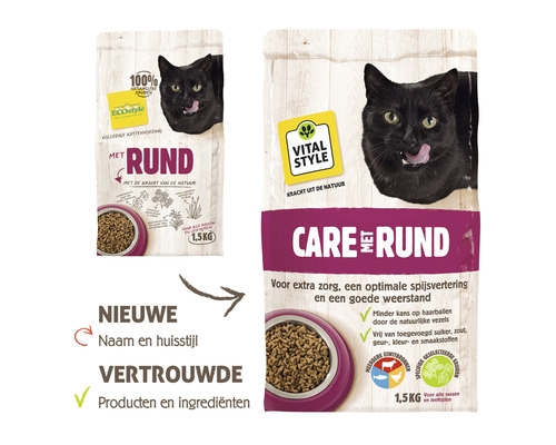 Kattenvoer met rund in de verpakking van 1,5 kilogram