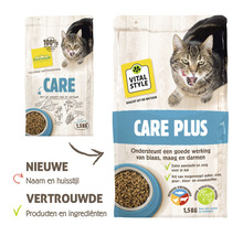 Verpakking kattenvoer Care en Care Plus met kat
