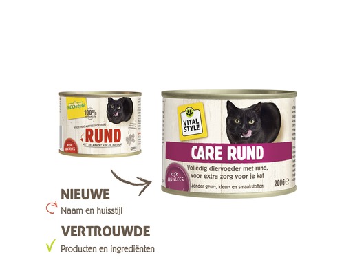 Twee blikken kattenvoer met rundvlees