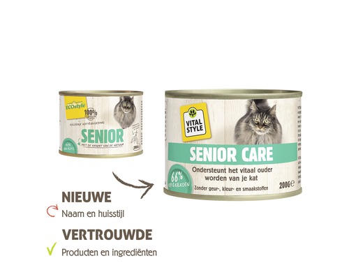 Twee blikken kattenvoer voor oudere katten