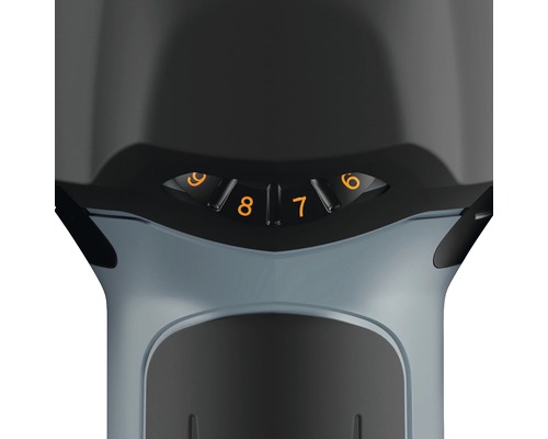 Detailopname van een trimmer met draaiknop voor snijlengtes van zes tot negen millimeter.