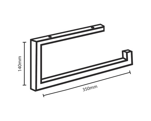 Handdoekhouder met afmetingen 140 mm en 350 mm