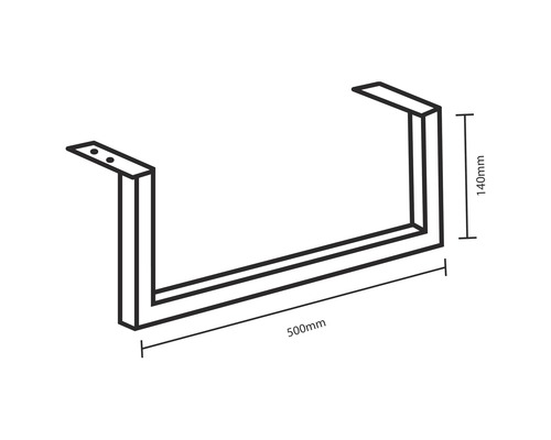 Metalen tafelpoten met afmetingen van 500 mm bij 140 mm