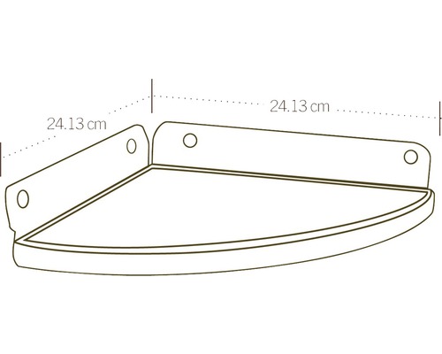 Hoekplank met afmetingen 24,13 cm