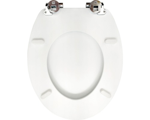 Toiletdeksel van kunststof met chromen fittingen