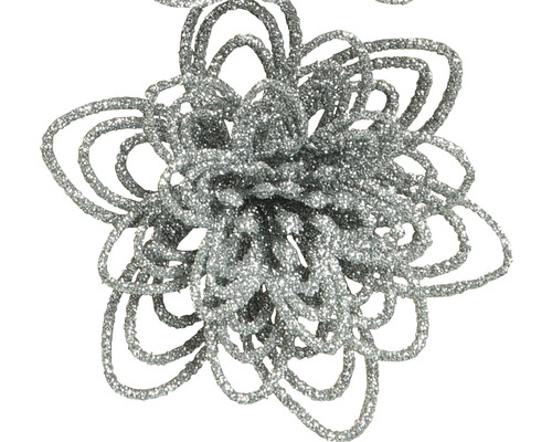 Decoratieve zilverkleurige bloem met glitter