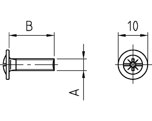 Technische tekening van een blindklinknagel met afmetingen.