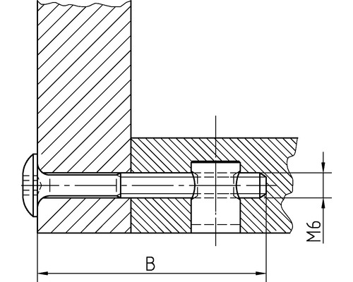 Technische tekening van een schroefverbinding met maataanduidingen