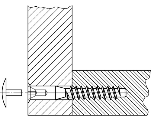 Illustratie van een houtverbinding met schroef