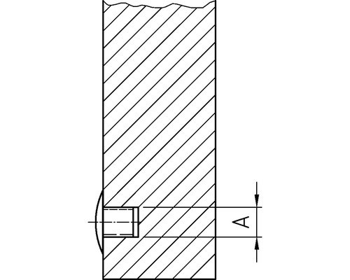 Illustratie van een houten deuvelverbinding met afmeting A