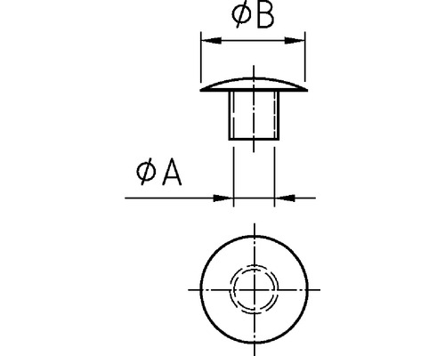 Technische tekening van een blinde stop met maatgegevens