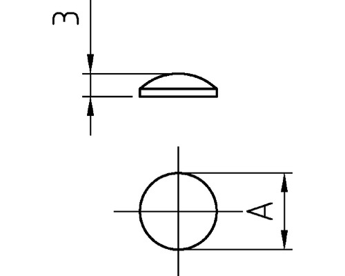 Technische tekening van een knop met afmetingen