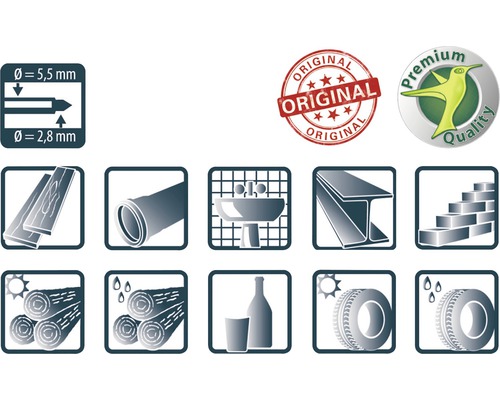 Symbool voor boordiameter, origineel zegel, premium kwaliteit zegel, hout, buis, wastafel, stalen balk, muur, houtbundel, fles met glas, band