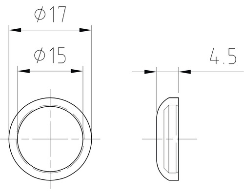 Technische tekening van een ring met afmetingen