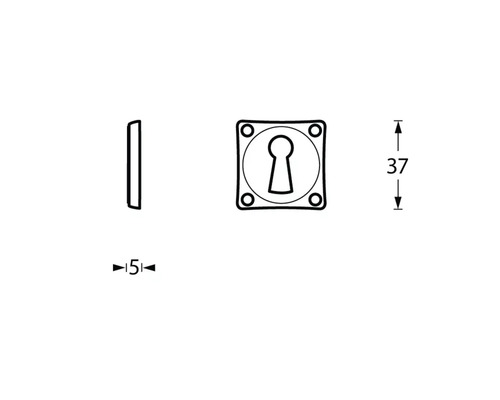 Technische tekening van een deurslot met maatvoering