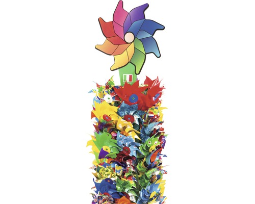 Bundel veelkleurige windmolens