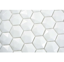 Mozaïektegel glas Arctic 01 hexagon wit 30x29 cm-thumb-1