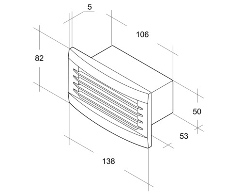 Technische tekening van een muurdoorvoer met afmetingen.