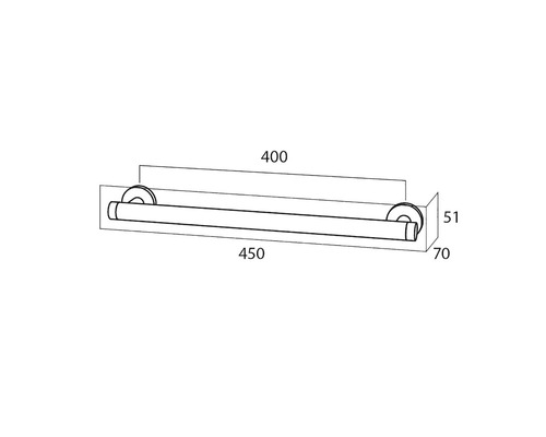 Technische tekening van een handdoekhouder met afmetingen