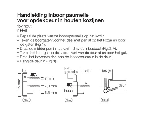 Handleiding voor een inboorpaumelle voor opdekdeuren in houten kozijnen