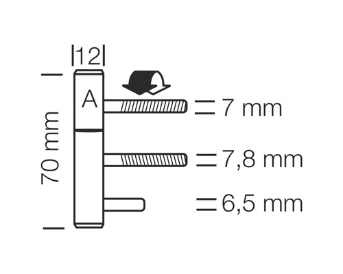 Technische tekening van een deurhengsel met afmetingen