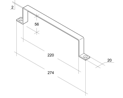 Technische tekening van een handgreep met maatvoering