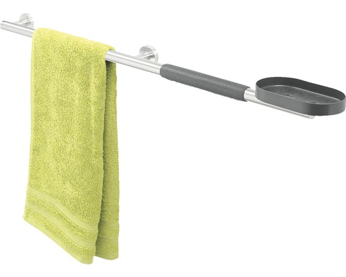 Handdoekhouder met handdoek en zeepbakje