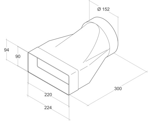 Technische tekening van een verloopstuk met maataanduidingen