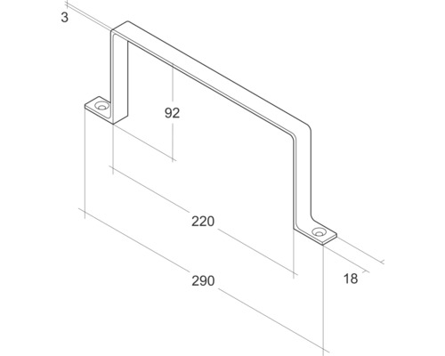 Technische tekening van een handgreep met afmetingen