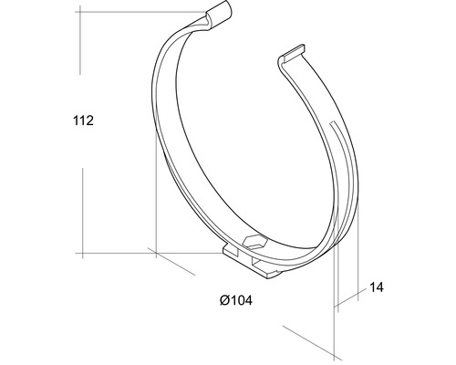 Pijpklem met afmetingen 112, diameter 104 en 14