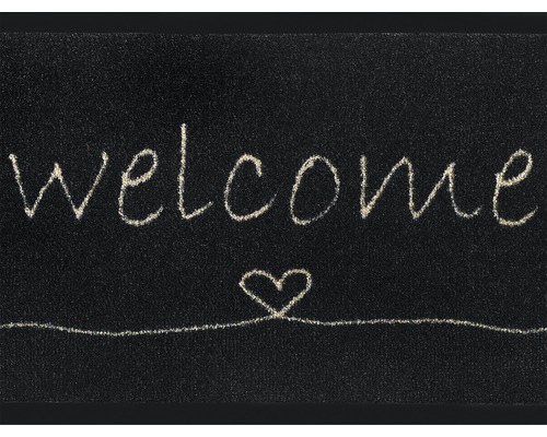 Deurmat met het woord welkom en een hart