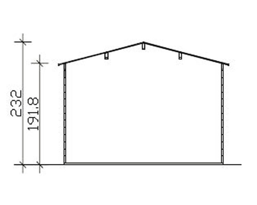 Technische tekening van een gebouw met hoogtegegevens